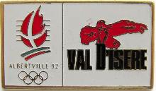 Знак Зимние Олимпийские игры 1992 олимпиада Альбервиль, значок спонсора val D'isere.