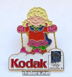 Знак Зимние Олимпийские игры 1994 Лиллехаммер, значок спонсора KODAK.