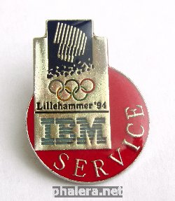 Знак Зимние Олимпийские игры 1994 Лиллехаммер, значок спонсора IBM Service.