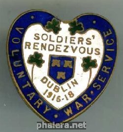 Знак WW1 IRISH VOLUNTARY WAR SERVICE BADGE, SOLDIERS' RENDEZVOUS, DUBLIN, 1916-18