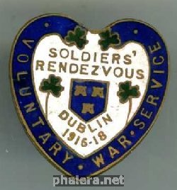 Нагрудный знак WW1 IRISH VOLUNTARY WAR SERVICE BADGE, SOLDIERS' RENDEZVOUS, DUBLIN, 1916-18 