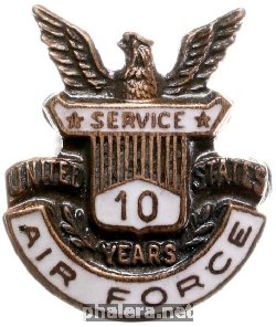 Знак 10 лет службы в ВВС