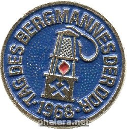 Нагрудный знак День шахтера(горняка) ГДР,1968г. 