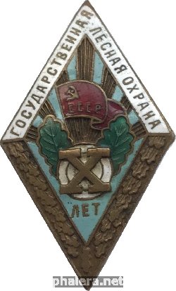 Нагрудный знак 10 Лет Государственная Лесная Охрана 