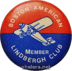 Нагрудный знак BOSTON AMERICAN LINDBERGH CLUB MEMBER 