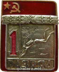Нагрудный знак 1 разряд, подводный спорт   