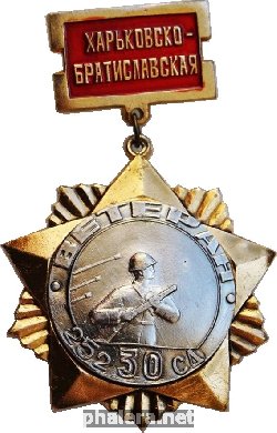 Нагрудный знак Ветеран Харьковско-братиславской 252 30 стрелковой дивизии 